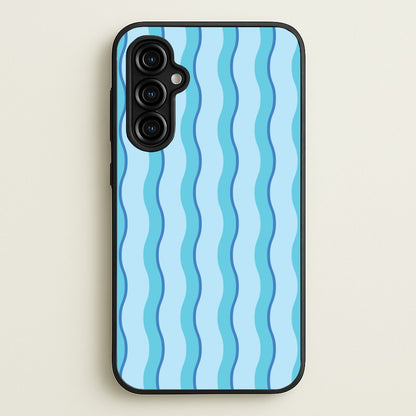 Blue Wavy Stripes Pattern  - Patterns Phone Case for Galaxy A54