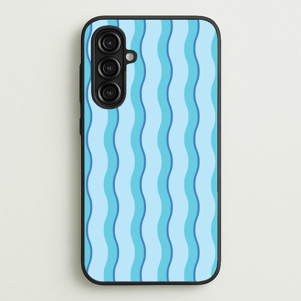 Blue Wavy Stripes Pattern  - Patterns Phone Case for Galaxy A16
