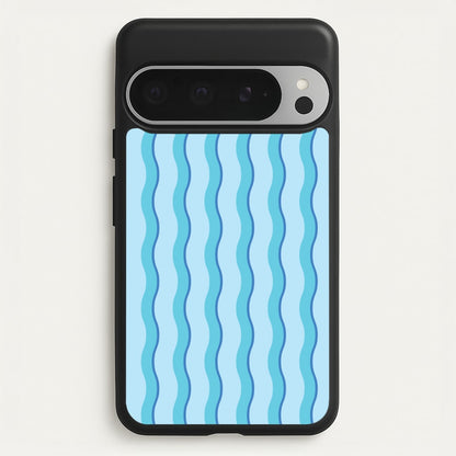Blue Wavy Stripes Pattern  - Patterns Phone Case for Google Pixel 9 Pro XL