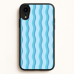 Blue Wavy Stripes Pattern  - Patterns Phone Case for iPhone XR
