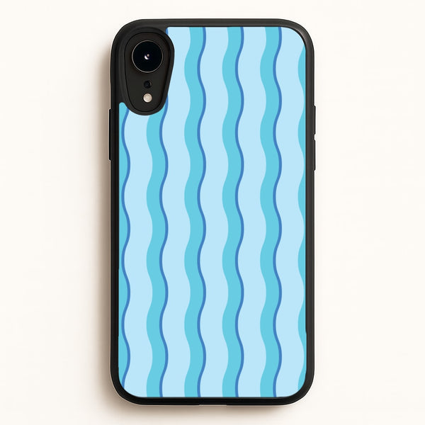 Blue Wavy Stripes Pattern  - Patterns Phone Case for iPhone XR