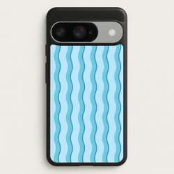 Blue Wavy Stripes Pattern Phone Case for Google Pixel 10 / 10 Pro