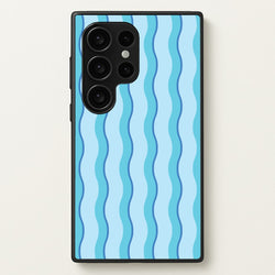 Blue Wavy Stripes Pattern  - Patterns Phone Case for Galaxy S24 Ultra
