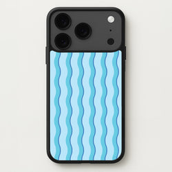 Blue Wavy Stripes Pattern Phone Case for iPhone 17 Pro