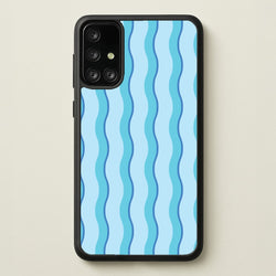 Blue Wavy Stripes Pattern  - Patterns Phone Case for Galaxy A71