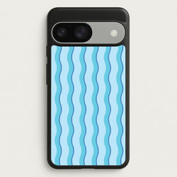 Blue Wavy Stripes Pattern  - Patterns Phone Case for Google Pixel 9 / 9 Pro