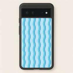 Blue Wavy Stripes Pattern  - Patterns Phone Case for Google Pixel 6