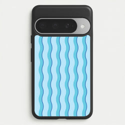 Blue Wavy Stripes Pattern Phone Case for Google Pixel 10 Pro XL