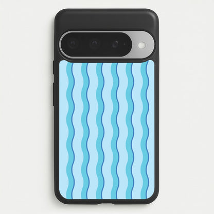Blue Wavy Stripes Pattern Phone Case for Google Pixel 10 Pro XL