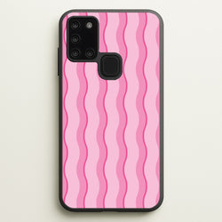 Pink Wavy Stripes Pattern  - Patterns Phone Case for Galaxy A21s