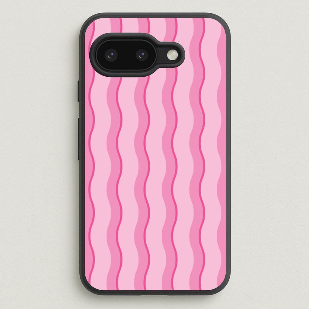 Pink Wavy Stripes Pattern  - Patterns Phone Case for Google Pixel 9a