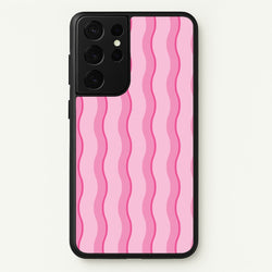 Pink Wavy Stripes Pattern  - Patterns Phone Case for Galaxy S21 Ultra