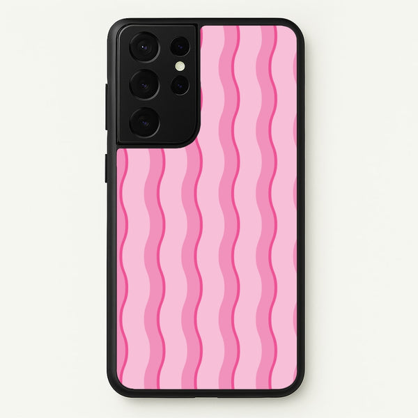 Pink Wavy Stripes Pattern  - Patterns Phone Case for Galaxy S21 Ultra