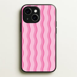 Pink Wavy Stripes Pattern  - Patterns Phone Case for iPhone 15