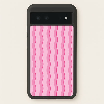 Pink Wavy Stripes Pattern  - Patterns Phone Case for Google Pixel 6