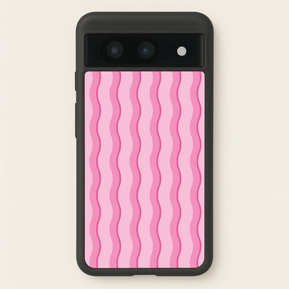 Pink Wavy Stripes Pattern  - Patterns Phone Case for Google Pixel 8a