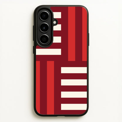 Red And White Geometric Stripes  - Patterns Phone Case for Galaxy A56