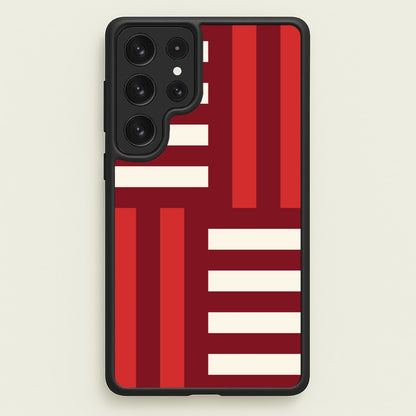 Red And White Geometric Stripes  - Patterns Phone Case for Galaxy S23 Ultra