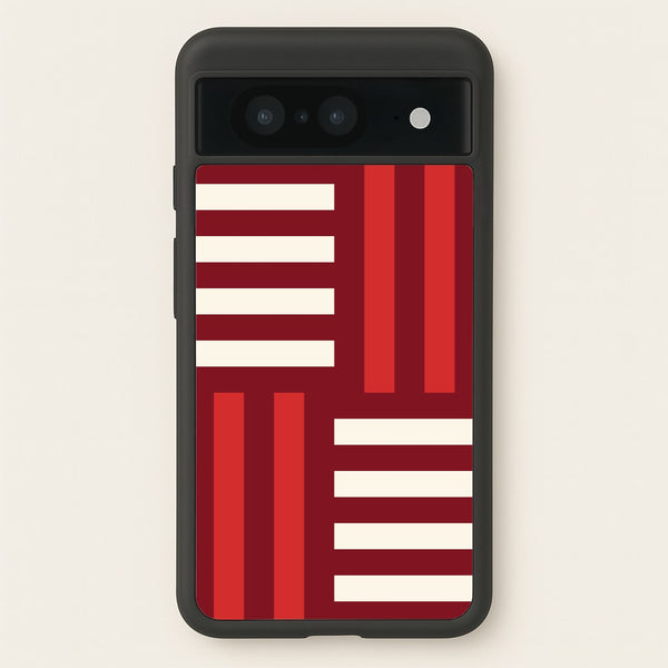 Red And White Geometric Stripes  - Patterns Phone Case for Google Pixel 8