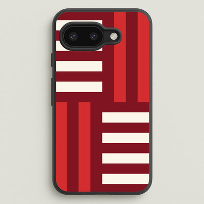 Red And White Geometric Stripes  - Patterns Phone Case for Google Pixel 9a