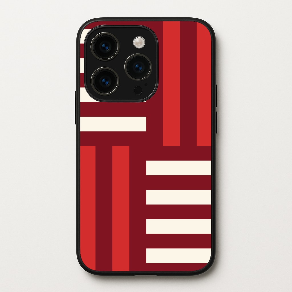 Red And White Geometric Stripes  - Patterns Phone Case for iPhone 15 Pro Max