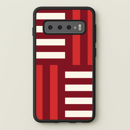 Red And White Geometric Stripes  - Patterns Phone Case for Galaxy S10