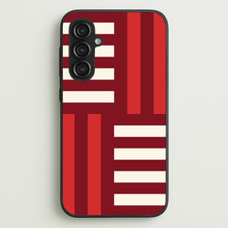 Red And White Geometric Stripes  - Patterns Phone Case for Galaxy S23FE