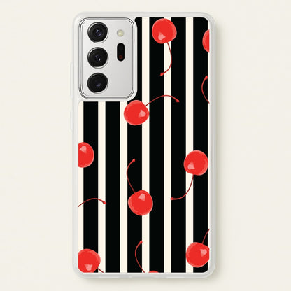 Black And White Stripes With Cherries  - Patterns Phone Case for Galaxy Note 20 Ultra