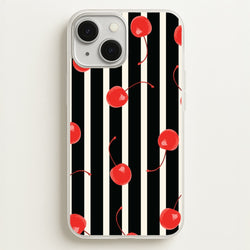 Black And White Stripes With Cherries  - Patterns Phone Case for iPhone 13