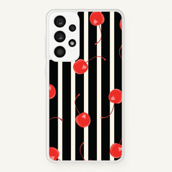 Black And White Stripes With Cherries  - Patterns Phone Case for Galaxy A33