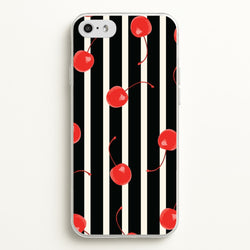 Black And White Stripes With Cherries  - Patterns Phone Case for iPhone 5 / 5s / SE 2016