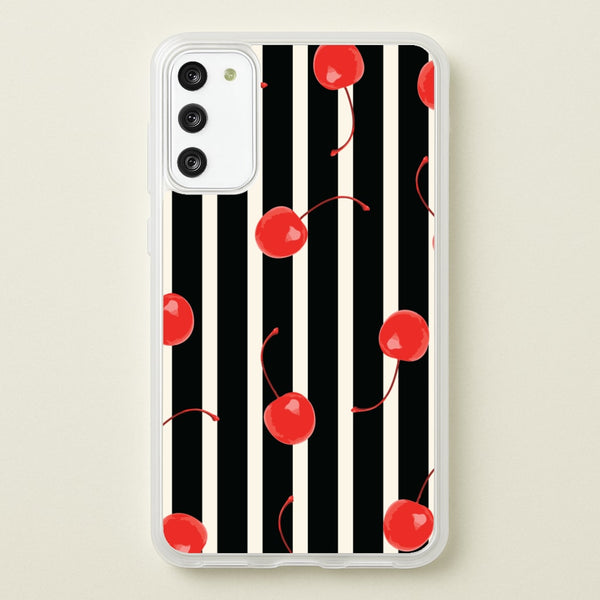 Black And White Stripes With Cherries  - Patterns Phone Case for Galaxy A41