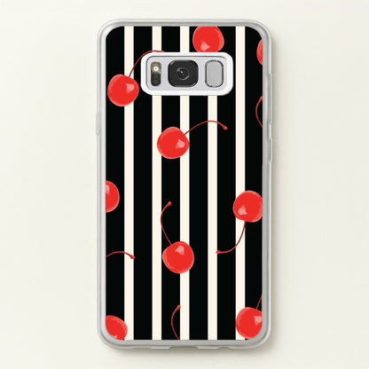 Black And White Stripes With Cherries  - Patterns Phone Case for Galaxy S8