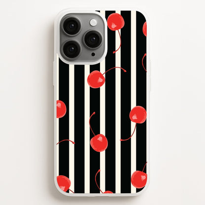 Black And White Stripes With Cherries  - Patterns Phone Case for iPhone 11 Pro Max