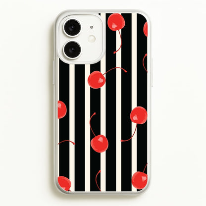 Black And White Stripes With Cherries  - Patterns Phone Case for iPhone 11