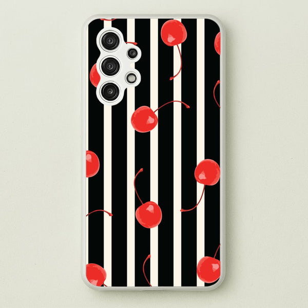 Black And White Stripes With Cherries  - Patterns Phone Case for Galaxy A13