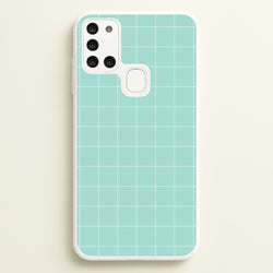 Criss Cross Cyan Stripes  - Patterns Phone Case for Galaxy A21s
