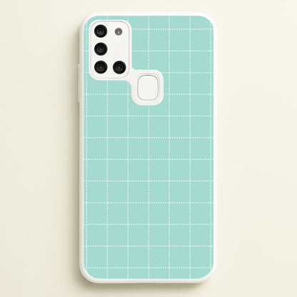 Criss Cross Cyan Stripes  - Patterns Phone Case for Galaxy A21s