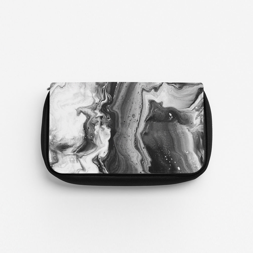 Black and White Leaking Marble Pencil Case