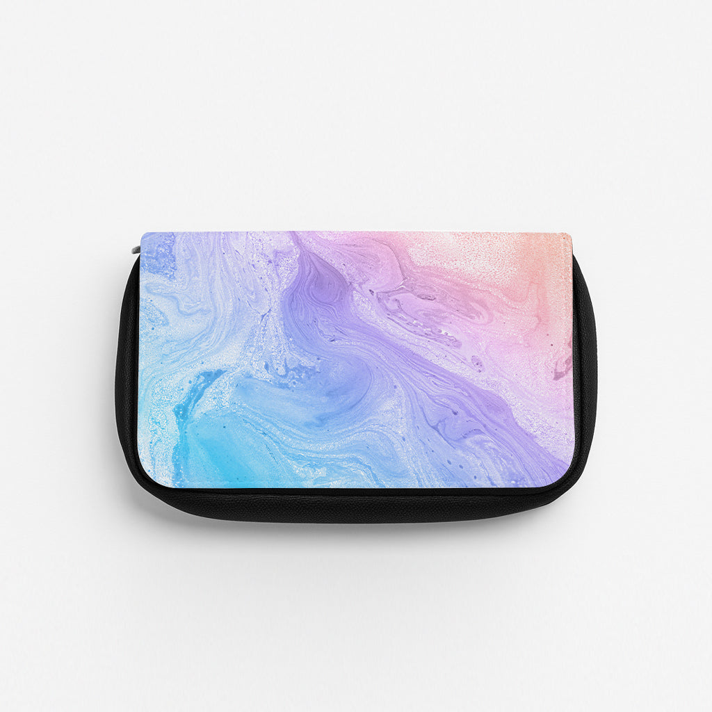 Blue and Peach Marble Pencil Case