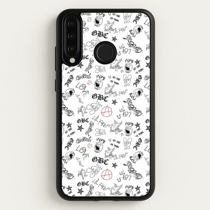 Tattoos - Peep  - Lil Peep Phone Case for Huawei P30 Lite