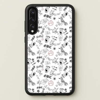 Tattoos - Peep  - Lil Peep Phone Case for Huawei P20 Pro