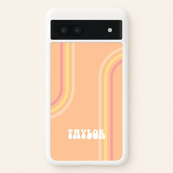 Retro Orange Personalised Name  - Personalised Phone Case for Google Pixel 7a