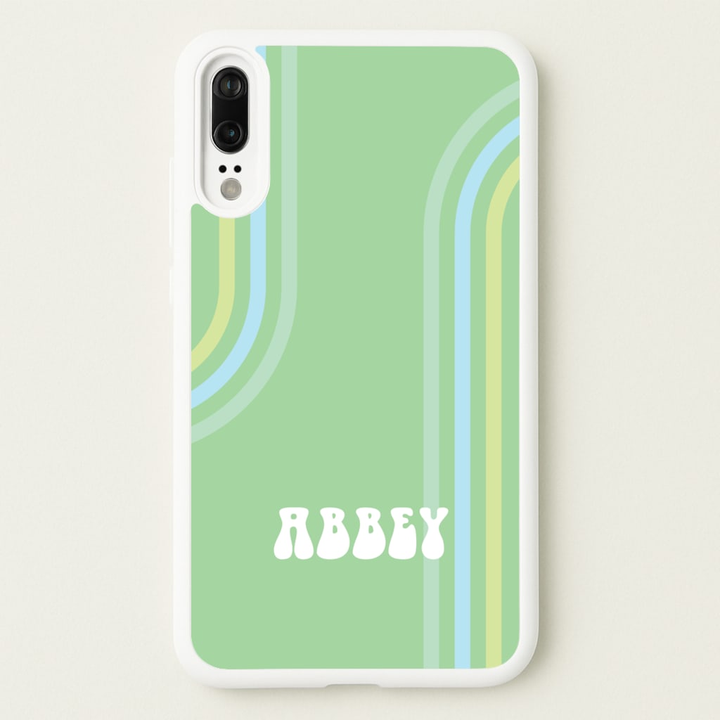 Retro Green Personalised Name  - Personalised Phone Case for Huawei P20