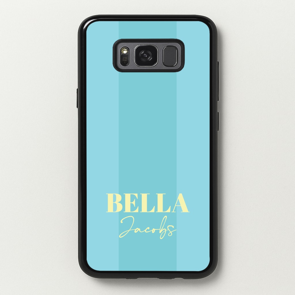 Blue Stripe Personalised Name  - Personalised Phone Case for Galaxy S8 Plus