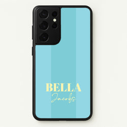 Blue Stripe Personalised Name  - Personalised Phone Case for Galaxy S21 Ultra