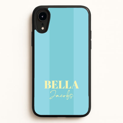 Blue Stripe Personalised Name  - Personalised Phone Case for iPhone XR