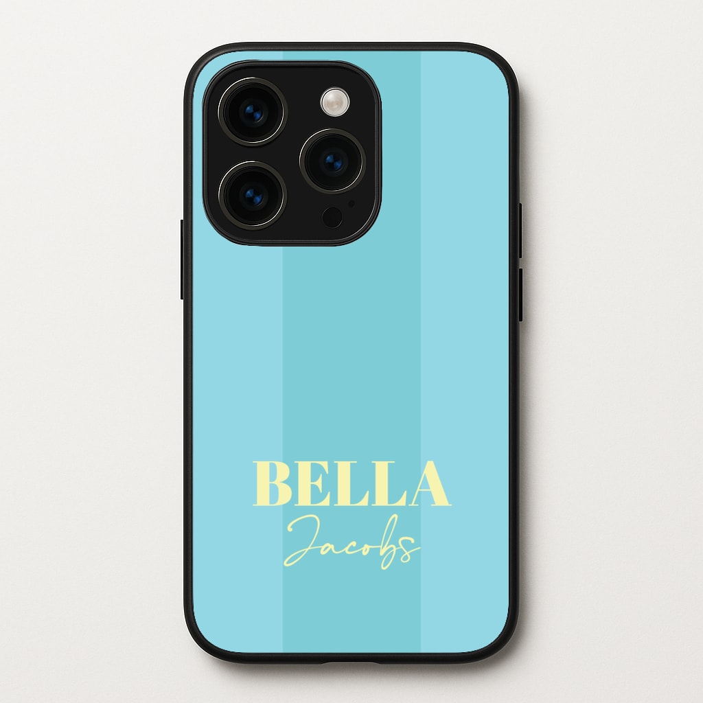 Blue Stripe Personalised Name  - Personalised Phone Case for iPhone 15 Pro Max