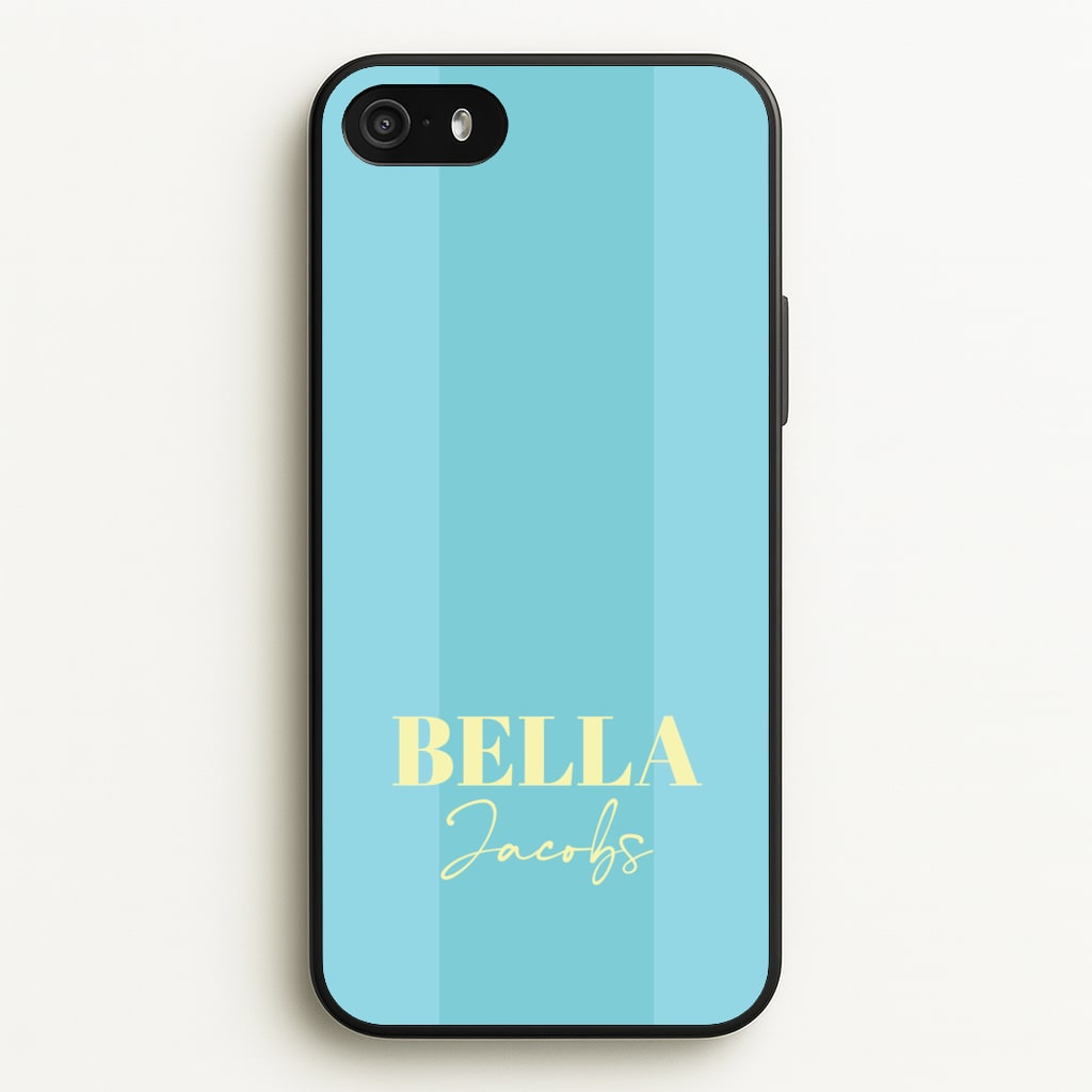 Blue Stripe Personalised Name  - Personalised Phone Case for iPhone 5 / 5s / SE 2016