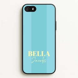 Blue Stripe Personalised Name  - Personalised Phone Case for iPhone 5 / 5s / SE 2016